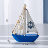 Maxbell Mini Sailboat Model Decoration Art Beach Nautical Design for Bookshelf Table Dark Blue