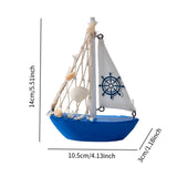Maxbell Mini Sailboat Model Decoration Art Beach Nautical Design for Bookshelf Table Dark Blue