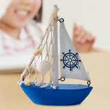 Maxbell Mini Sailboat Model Decoration Art Beach Nautical Design for Bookshelf Table Dark Blue