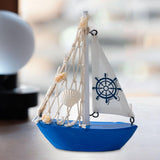 Maxbell Mini Sailboat Model Decoration Art Beach Nautical Design for Bookshelf Table Dark Blue