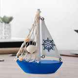 Maxbell Mini Sailboat Model Decoration Art Beach Nautical Design for Bookshelf Table Dark Blue