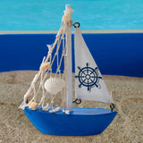 Maxbell Mini Sailboat Model Decoration Art Beach Nautical Design for Bookshelf Table Dark Blue