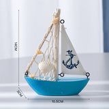 Maxbell Mini Sailboat Model Decoration Art Beach Nautical Design for Bookshelf Table Light Blue