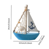 Maxbell Mini Sailboat Model Decoration Art Beach Nautical Design for Bookshelf Table Light Blue