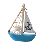 Maxbell Mini Sailboat Model Decoration Art Beach Nautical Design for Bookshelf Table Light Blue