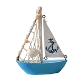 Maxbell Mini Sailboat Model Decoration Art Beach Nautical Design for Bookshelf Table Light Blue