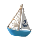 Maxbell Mini Sailboat Model Decoration Art Beach Nautical Design for Bookshelf Table Light Blue