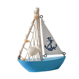 Maxbell Mini Sailboat Model Decoration Art Beach Nautical Design for Bookshelf Table Light Blue