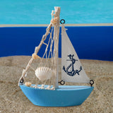 Maxbell Mini Sailboat Model Decoration Art Beach Nautical Design for Bookshelf Table Light Blue