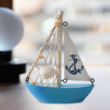 Maxbell Mini Sailboat Model Decoration Art Beach Nautical Design for Bookshelf Table Light Blue
