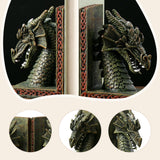 Maxbell 2 Pieces Western Dragon Statue Bookends for Study Room Accessories Versatile