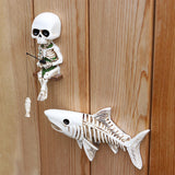 Maxbell Fishing Skeleton Statue Mini Skull Figurine for Poolside Fountain Waterfalls