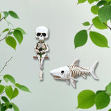 Maxbell Fishing Skeleton Statue Mini Skull Figurine for Poolside Fountain Waterfalls