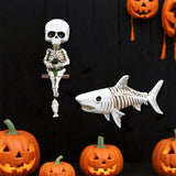 Maxbell Fishing Skeleton Statue Mini Skull Figurine for Poolside Fountain Waterfalls