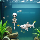 Maxbell Fishing Skeleton Statue Mini Skull Figurine for Poolside Fountain Waterfalls