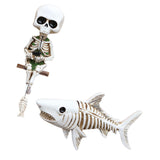 Maxbell Fishing Skeleton Statue Mini Skull Figurine for Poolside Fountain Waterfalls