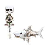 Maxbell Fishing Skeleton Statue Mini Skull Figurine for Poolside Fountain Waterfalls
