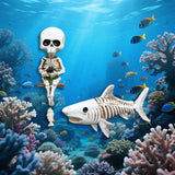 Maxbell Fishing Skeleton Statue Mini Skull Figurine for Poolside Fountain Waterfalls
