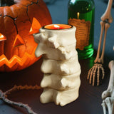 Maxbell Spine Shaped Candle Holder Halloween Ornament for Fireplace Dining Room Home White