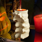 Maxbell Spine Shaped Candle Holder Halloween Ornament for Fireplace Dining Room Home White