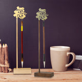 Maxbell Calligraphy Pen Holder Chinese Fu Character for Home Calligraphy Lovers Gift Gold
