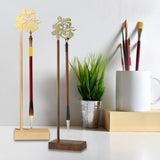 Maxbell Calligraphy Pen Holder Chinese Fu Character for Home Calligraphy Lovers Gift Gold