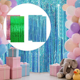 Maxbell 2 Pieces Fringe Curtains Party Decorations Shiny for Bridal Shower Festivals Pink Green