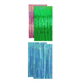 Maxbell 2 Pieces Fringe Curtains Party Decorations Shiny for Bridal Shower Festivals Pink Green