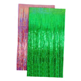 Maxbell 2 Pieces Fringe Curtains Party Decorations Shiny for Bridal Shower Festivals Pink Green