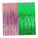 Maxbell 2 Pieces Fringe Curtains Party Decorations Shiny for Bridal Shower Festivals Pink Green