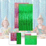 Maxbell 2 Pieces Fringe Curtains Party Decorations Shiny for Bridal Shower Festivals Pink Green