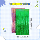 Maxbell 2 Pieces Fringe Curtains Party Decorations Shiny for Bridal Shower Festivals Pink Green