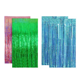 Maxbell 2 Pieces Fringe Curtains Party Decorations Shiny for Bridal Shower Festivals Pink Green