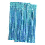 Maxbell 2 Pieces Fringe Curtains Party Decorations Shiny for Bridal Shower Festivals Light Blue