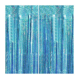 Maxbell 2 Pieces Fringe Curtains Party Decorations Shiny for Bridal Shower Festivals Light Blue