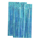 Maxbell 2 Pieces Fringe Curtains Party Decorations Shiny for Bridal Shower Festivals Light Blue