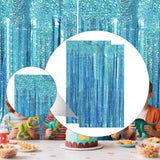 Maxbell 2 Pieces Fringe Curtains Party Decorations Shiny for Bridal Shower Festivals Light Blue