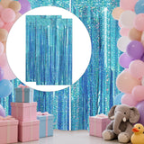 Maxbell 2 Pieces Fringe Curtains Party Decorations Shiny for Bridal Shower Festivals Light Blue