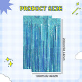 Maxbell 2 Pieces Fringe Curtains Party Decorations Shiny for Bridal Shower Festivals Light Blue