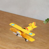Maxbell Helicopter Model Unique Iron Airplane Model for TV Cabinet Bedroom Ornaments Yellow