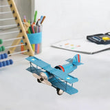 Maxbell Helicopter Model Unique Iron Airplane Model for TV Cabinet Bedroom Ornaments Blue