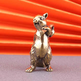 Maxbell Brass Squirrel Figurine Mini Sculpture for Bookshelf Table Housewarming Gift
