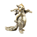 Maxbell Brass Squirrel Figurine Mini Sculpture for Bookshelf Table Housewarming Gift