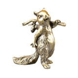 Maxbell Brass Squirrel Figurine Mini Sculpture for Bookshelf Table Housewarming Gift
