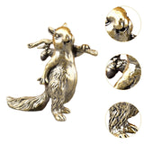 Maxbell Brass Squirrel Figurine Mini Sculpture for Bookshelf Table Housewarming Gift