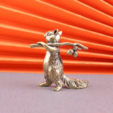 Maxbell Brass Squirrel Figurine Mini Sculpture for Bookshelf Table Housewarming Gift