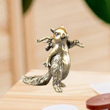 Maxbell Brass Squirrel Figurine Mini Sculpture for Bookshelf Table Housewarming Gift