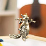 Maxbell Brass Squirrel Figurine Mini Sculpture for Bookshelf Table Housewarming Gift