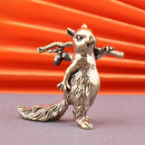 Maxbell Brass Squirrel Figurine Mini Sculpture for Bookshelf Table Housewarming Gift