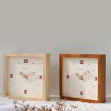 Maxbell Desk Shelf Clock Gifts Square Modern Decor Clock for Sturdy Office Farmhouse brown